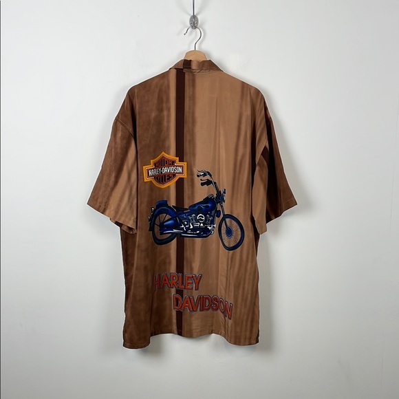 Platinum Silver Men's XL Short Sleeve Button Down Harley-Davidson Print on Shirt - Picture 5 of 8
